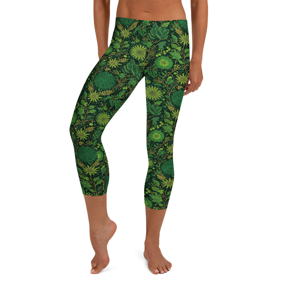 Emerald Jungle Capri Leggings | GearBunch