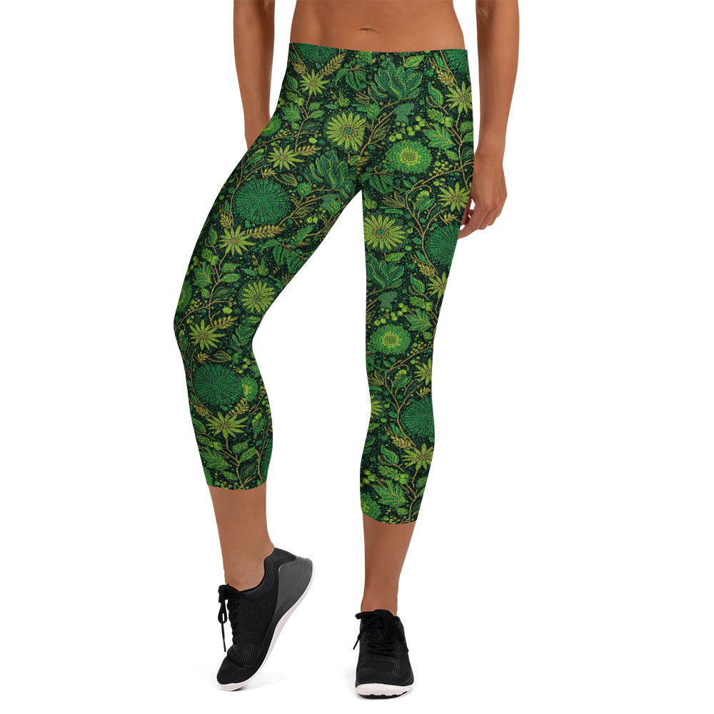 Emerald Jungle Capri Leggings | GearBunch