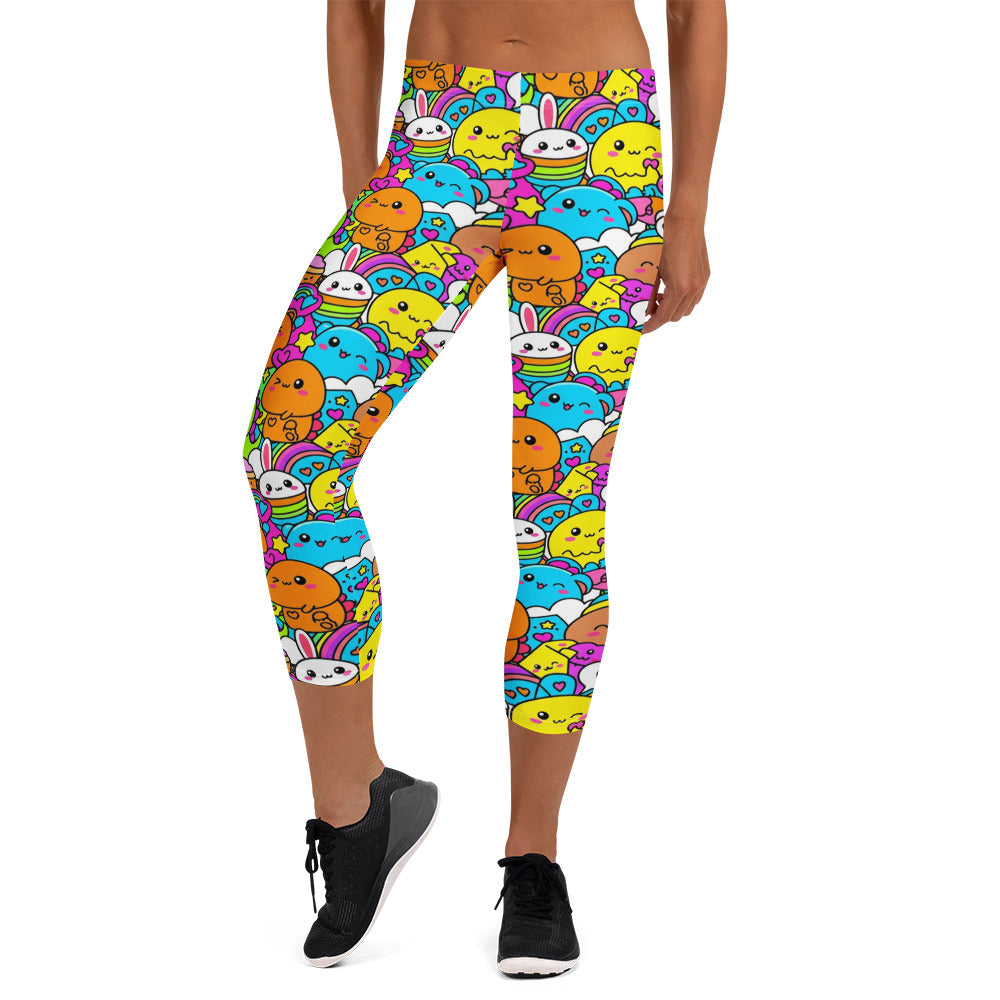 Kawaii Dinosaur Stomp Capri Leggings | GearBunch