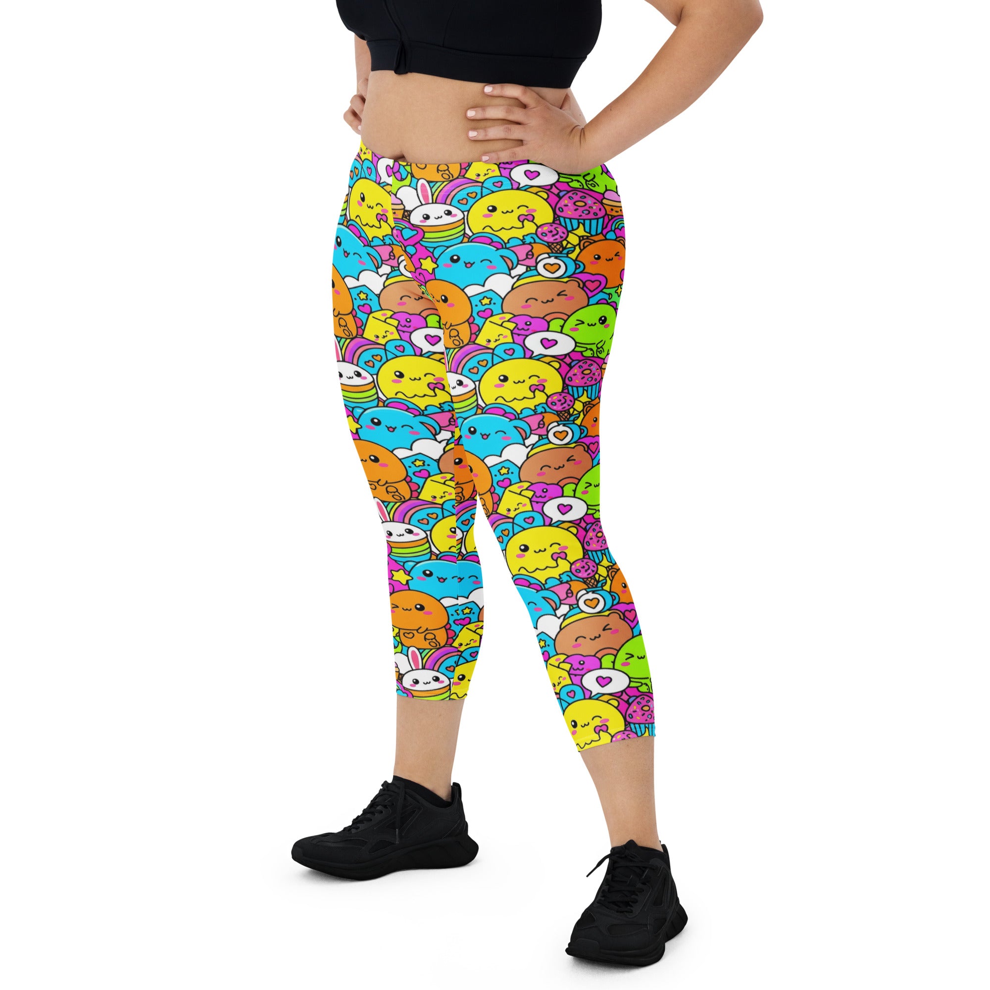 Kawaii Dinosaur Stomp Capri Leggings | GearBunch
