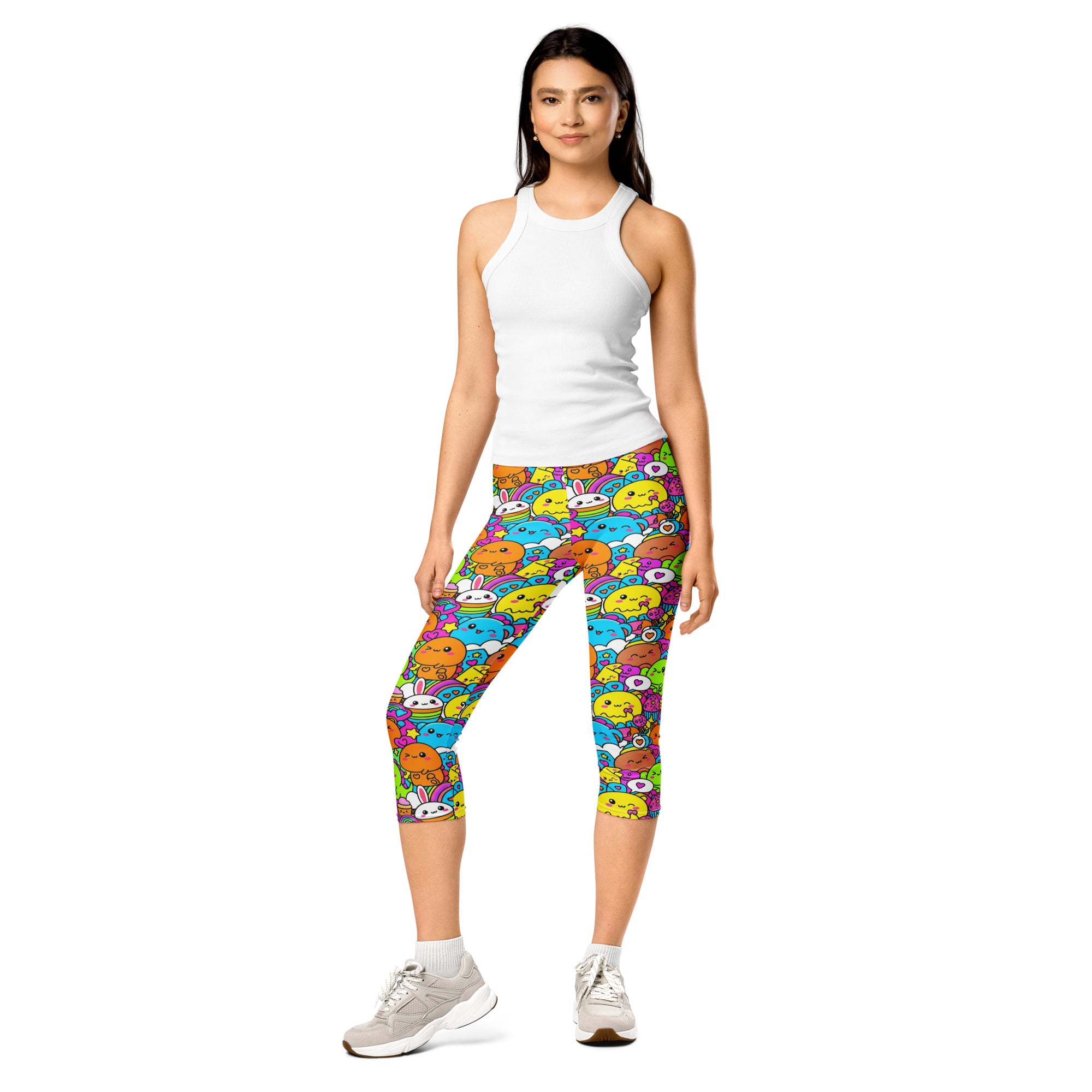 Kawaii Dinosaur Stomp Capri Leggings | GearBunch