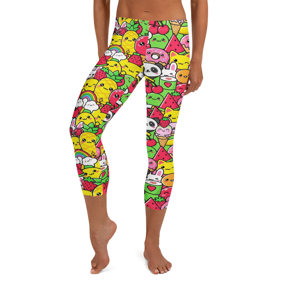 Kawaii Fruit Salad Capri Leggings | GearBunch