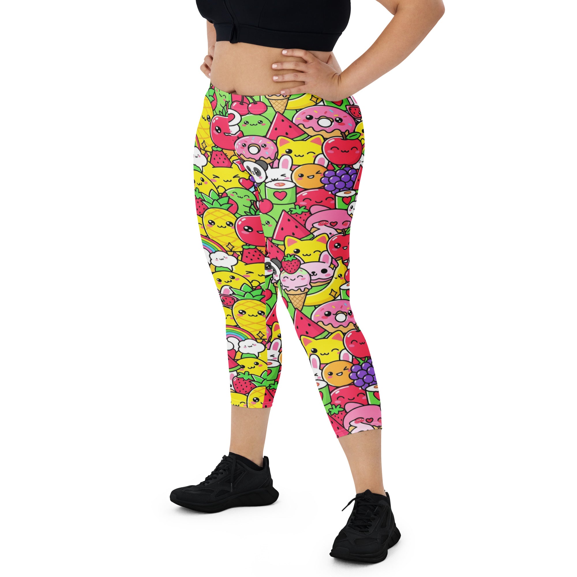 Kawaii Fruit Salad Capri Leggings | GearBunch