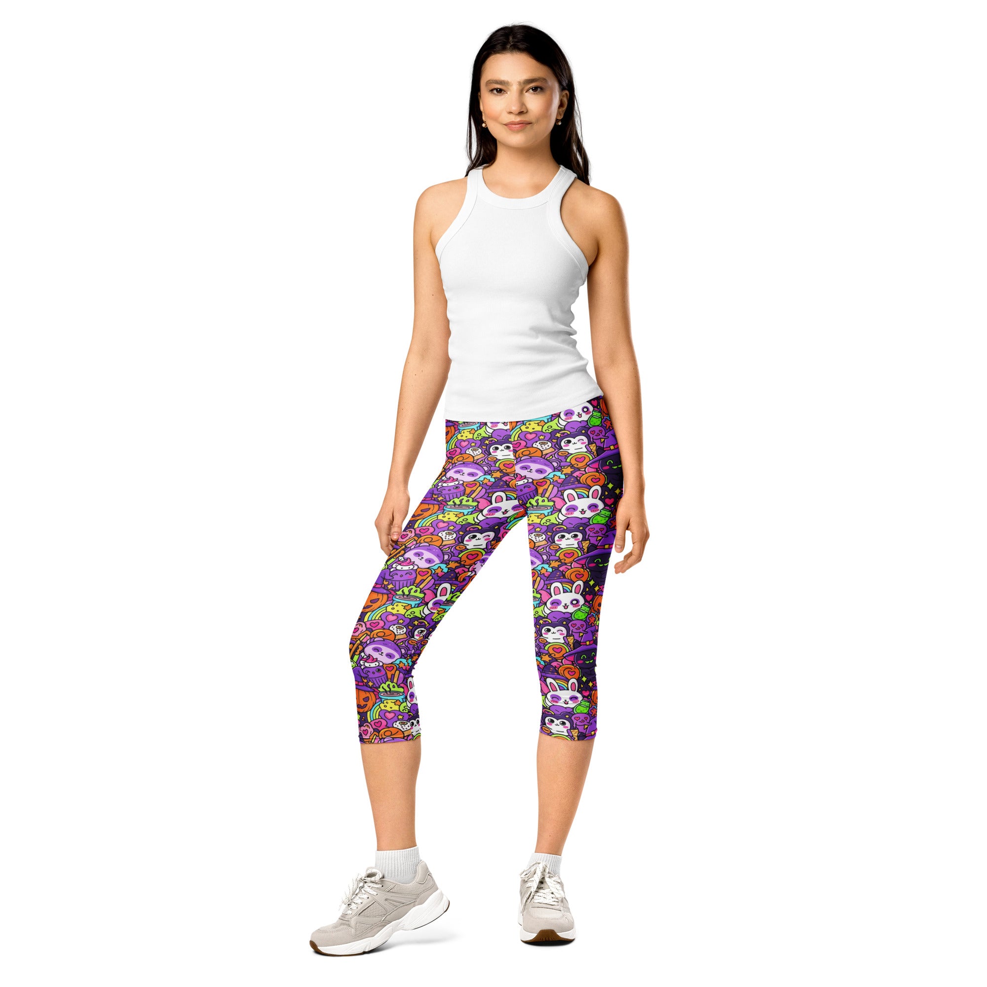 Kawaii Witch Familiar Capri Leggings | GearBunch
