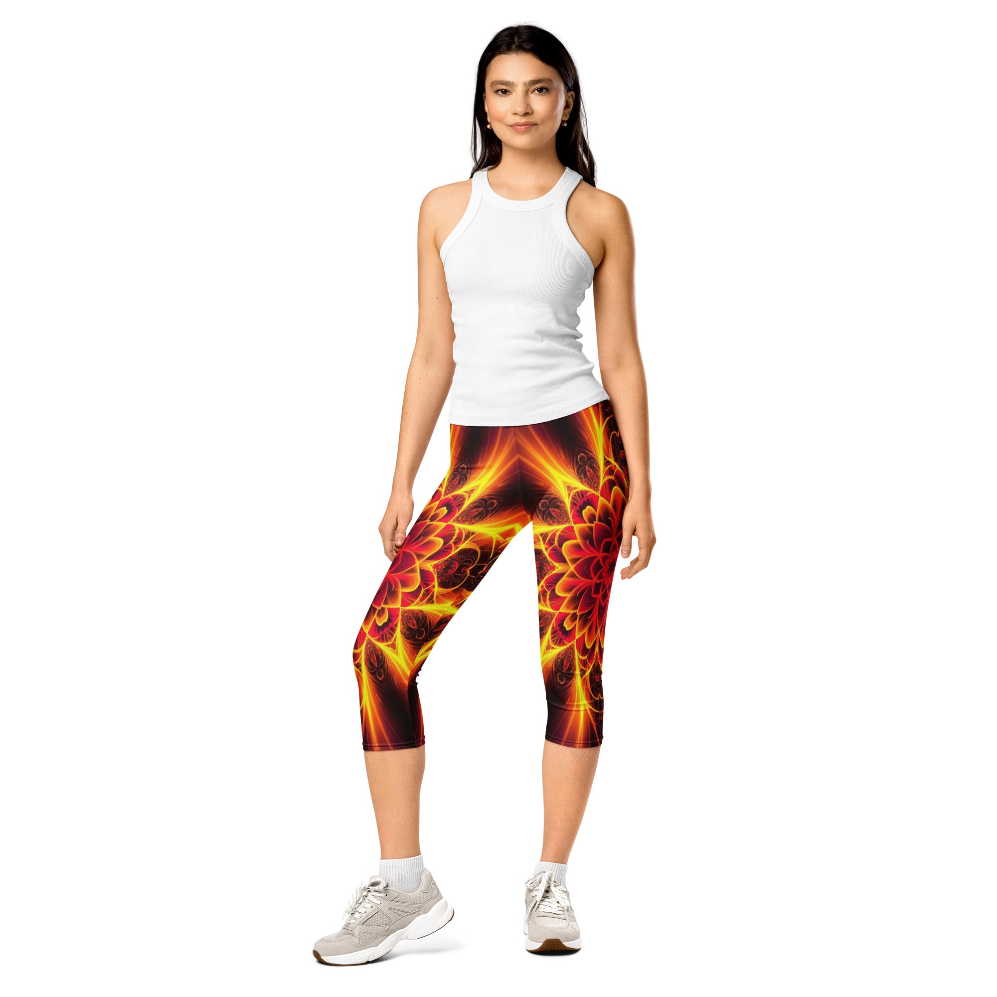 Psychedelic Magma Core Capri Leggings | GearBunch