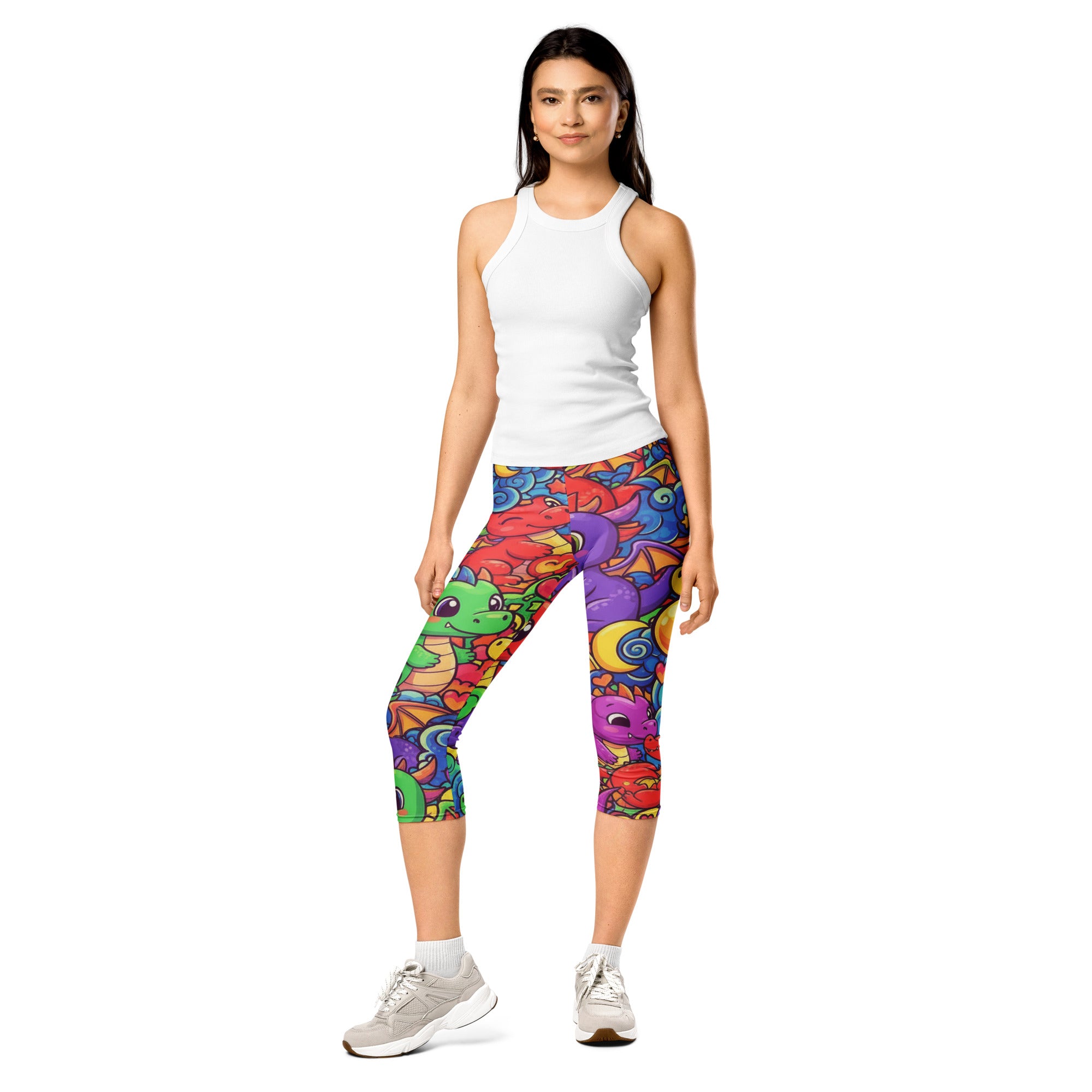 Vibrant Dragon Fantasy Capri Leggings | GearBunch