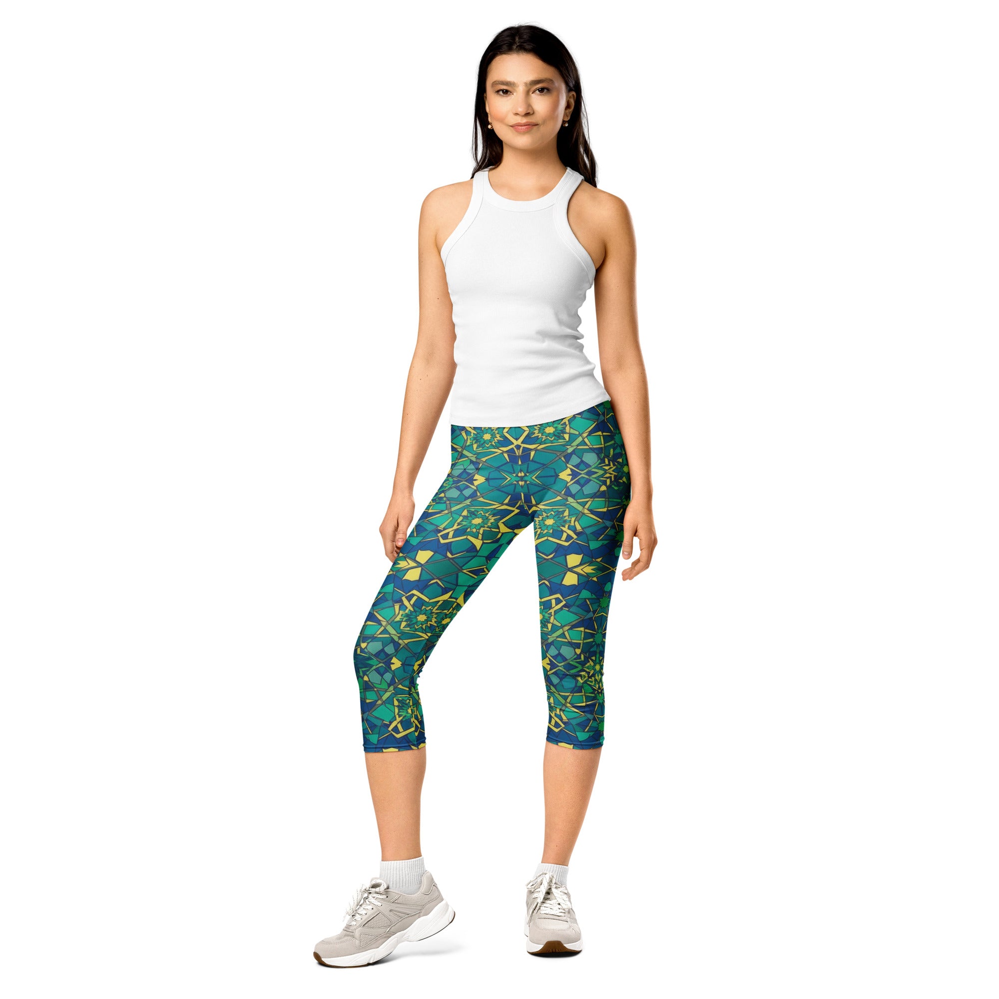 Zellige Peacock Capri Leggings | GearBunch