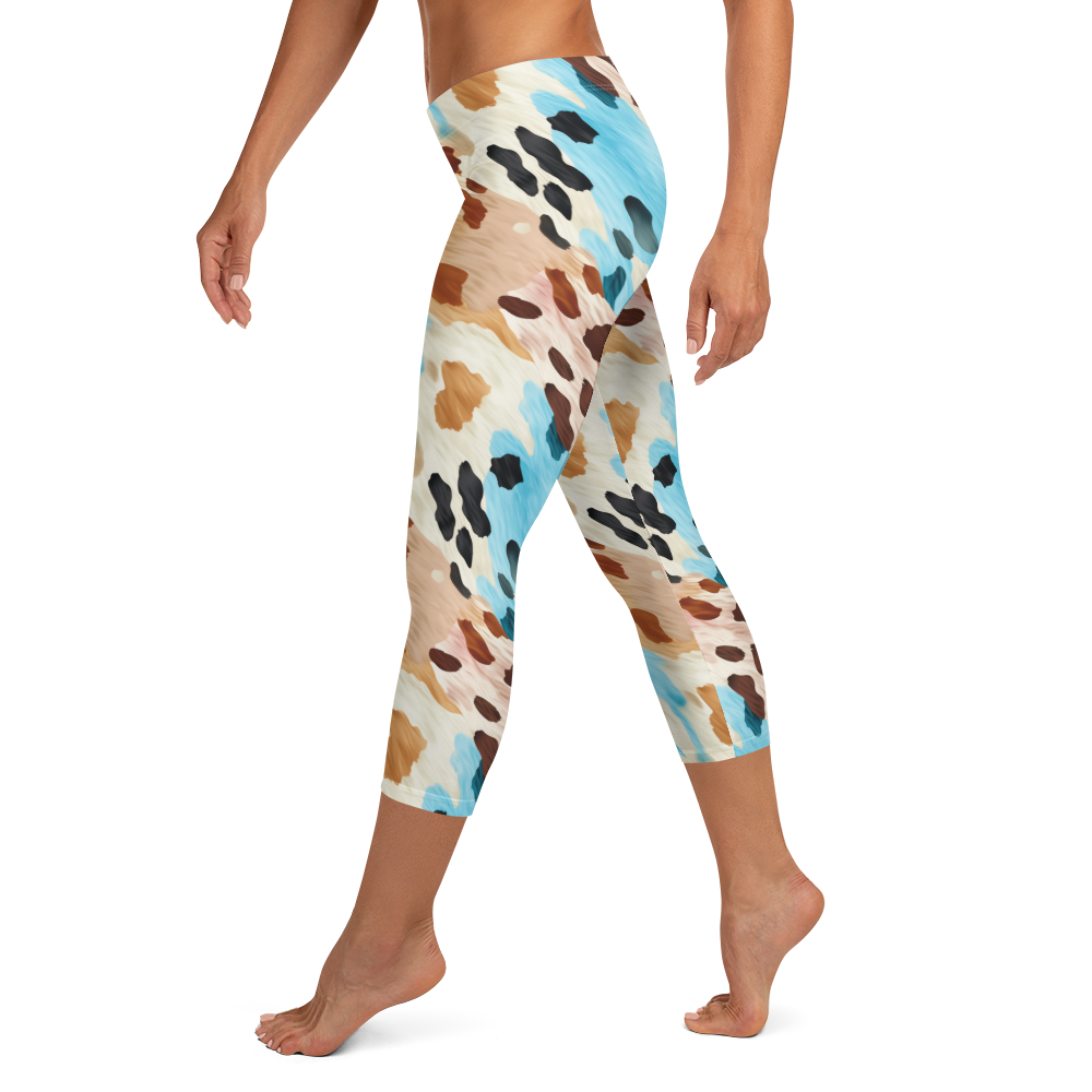 Colorful Cow Print Capris Left View