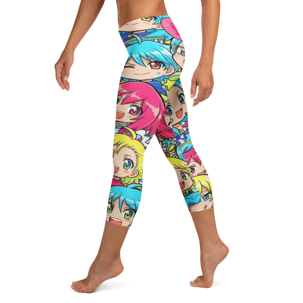 Anime Collage Chibi Party Capri Leggings | GearBunch