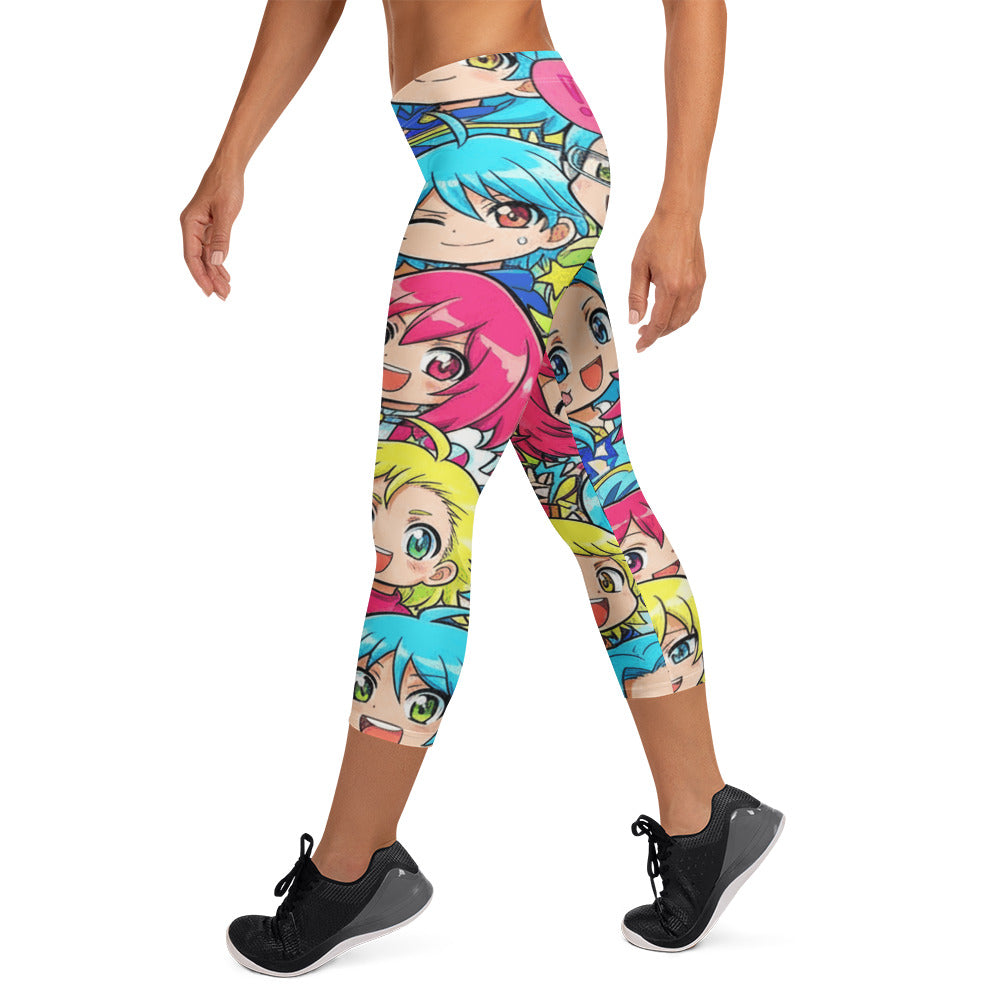 Anime Collage Chibi Party Capri Leggings | GearBunch