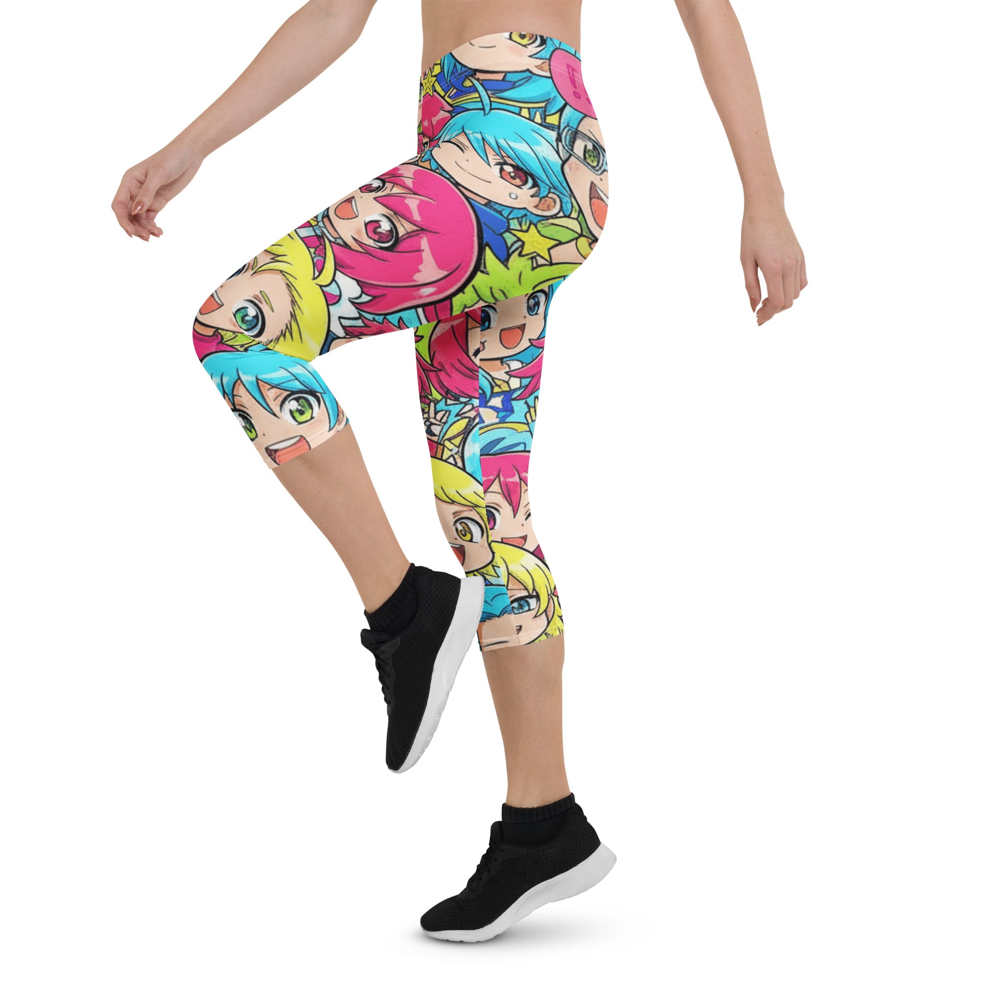 Anime Collage Chibi Party Capri Leggings | GearBunch