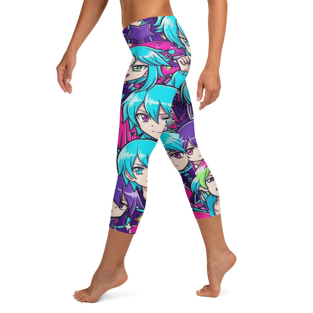 Anime Collage Cyberpunk Capri Leggings | GearBunch