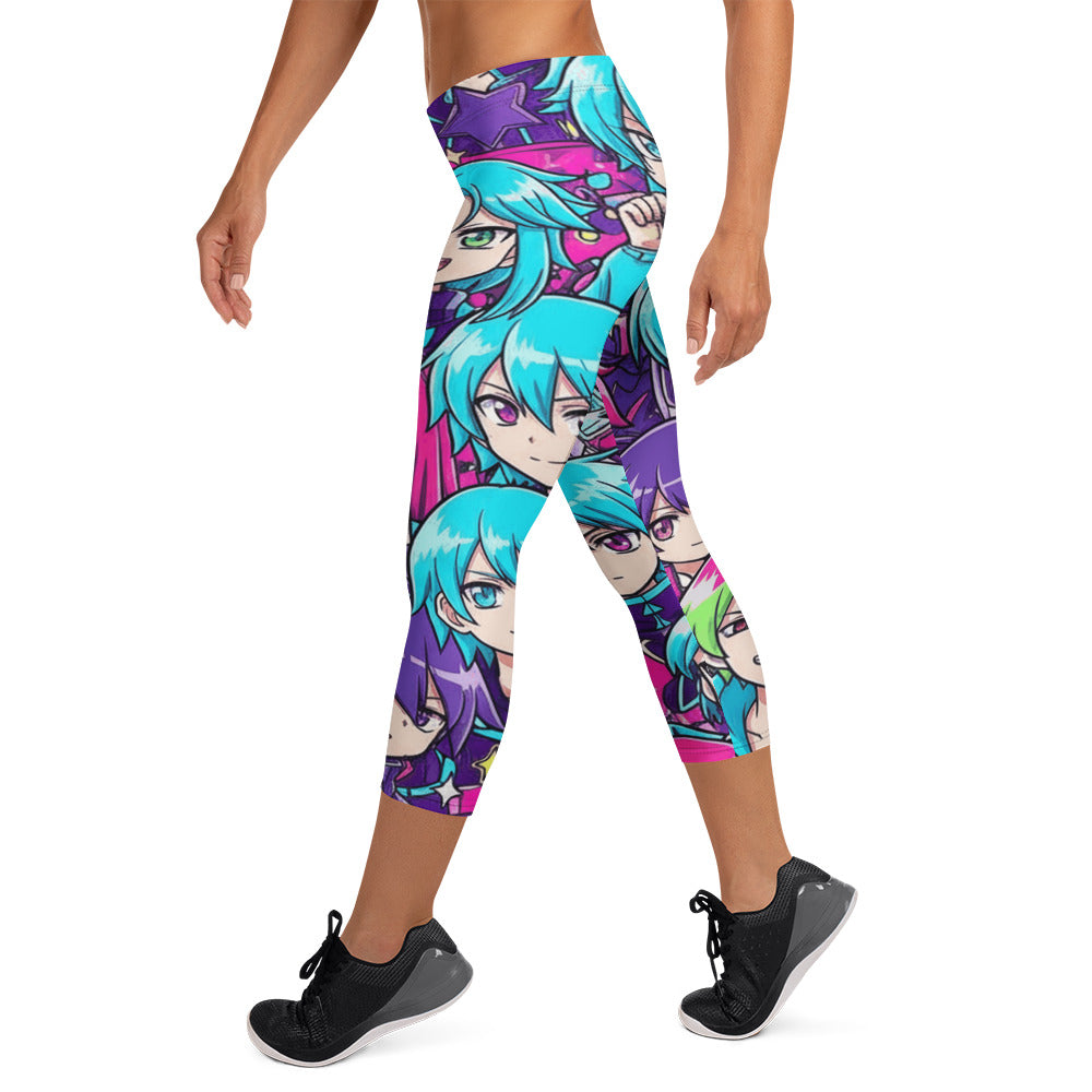 Anime Collage Cyberpunk Capri Leggings | GearBunch
