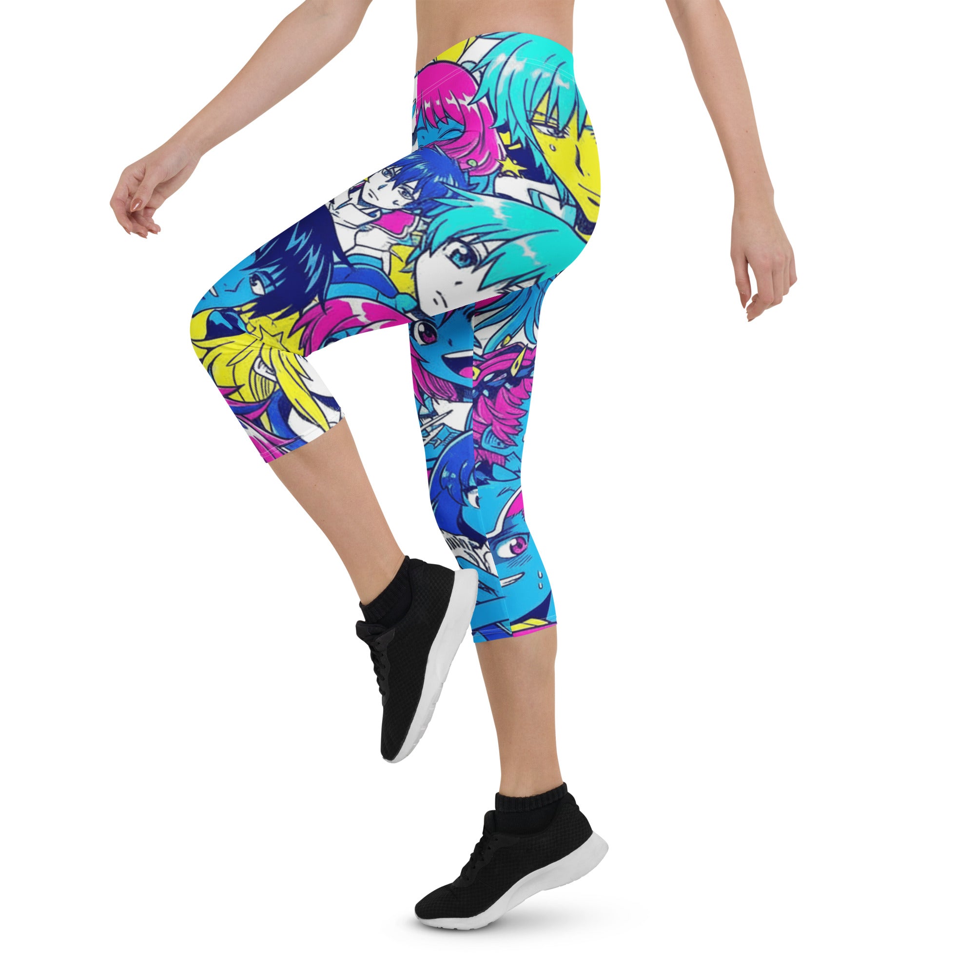 Anime Collage Neon Tokyo Capri Leggings | GearBunch