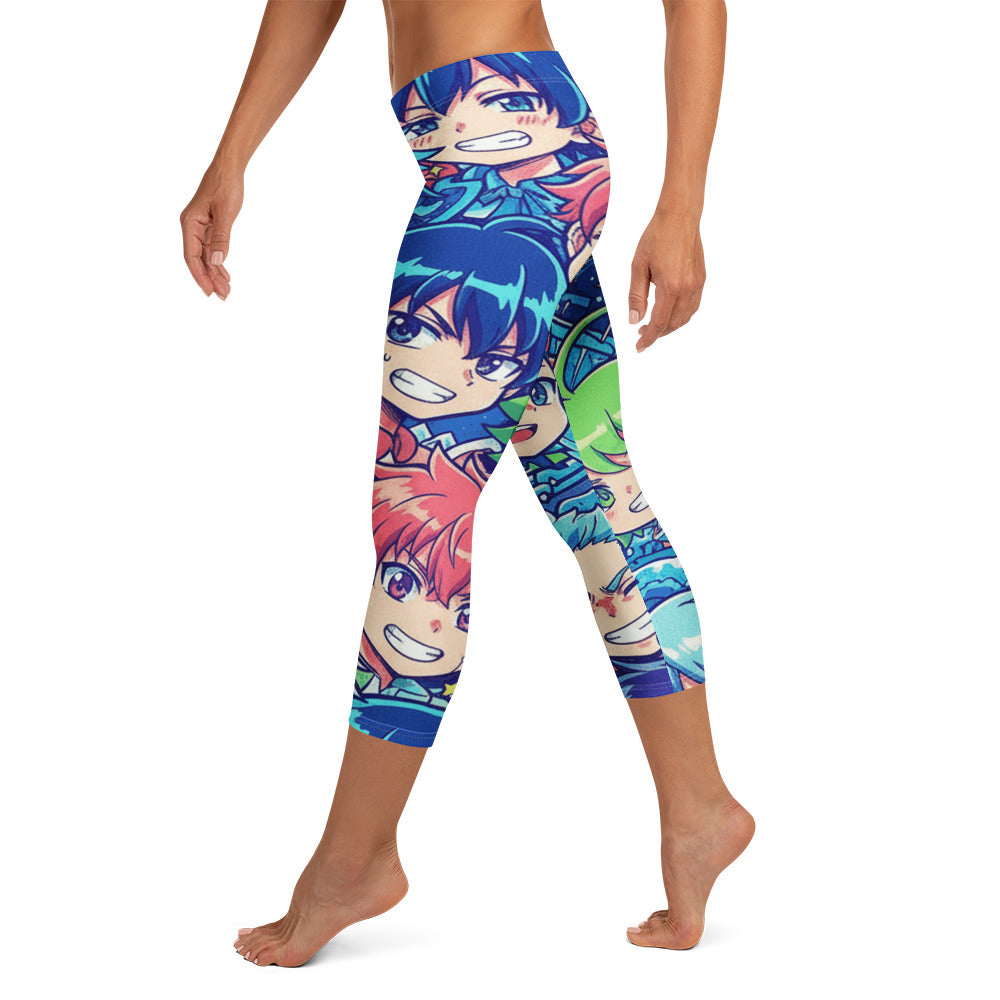 Anime Ocean Wave Capri Leggings | GearBunch