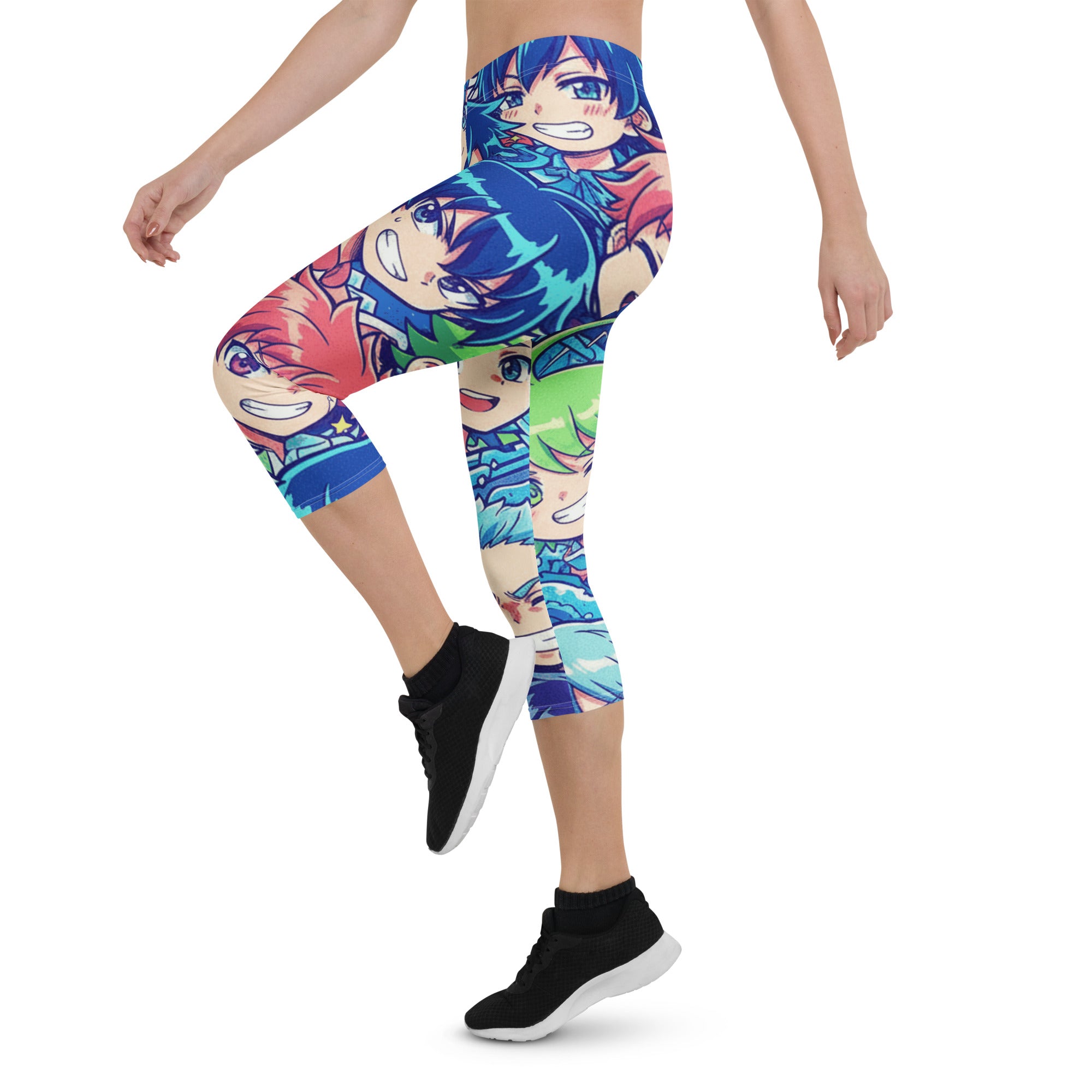 Anime Ocean Wave Capri Leggings | GearBunch