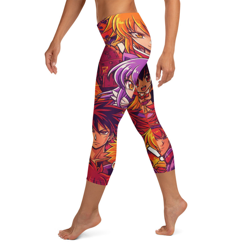 Anime Collage Sunset Samurai Capri Leggings | GearBunch
