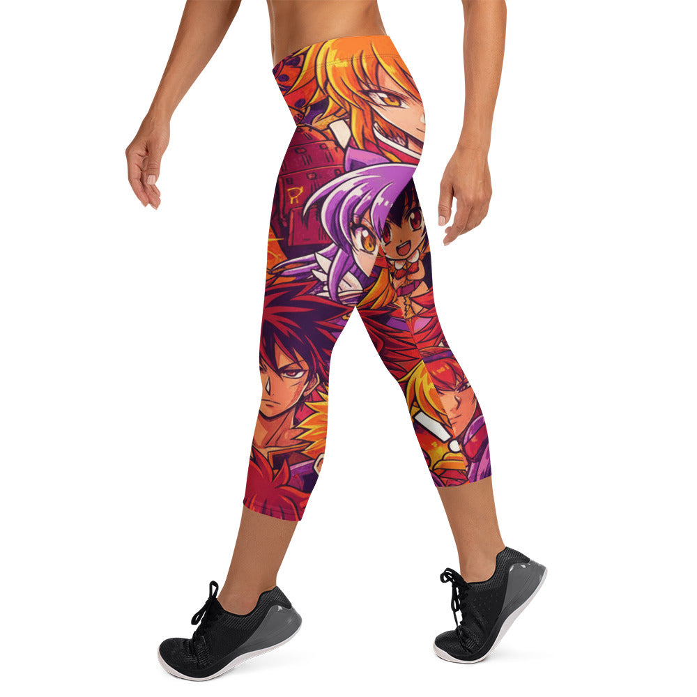 Anime Collage Sunset Samurai Capri Leggings | GearBunch