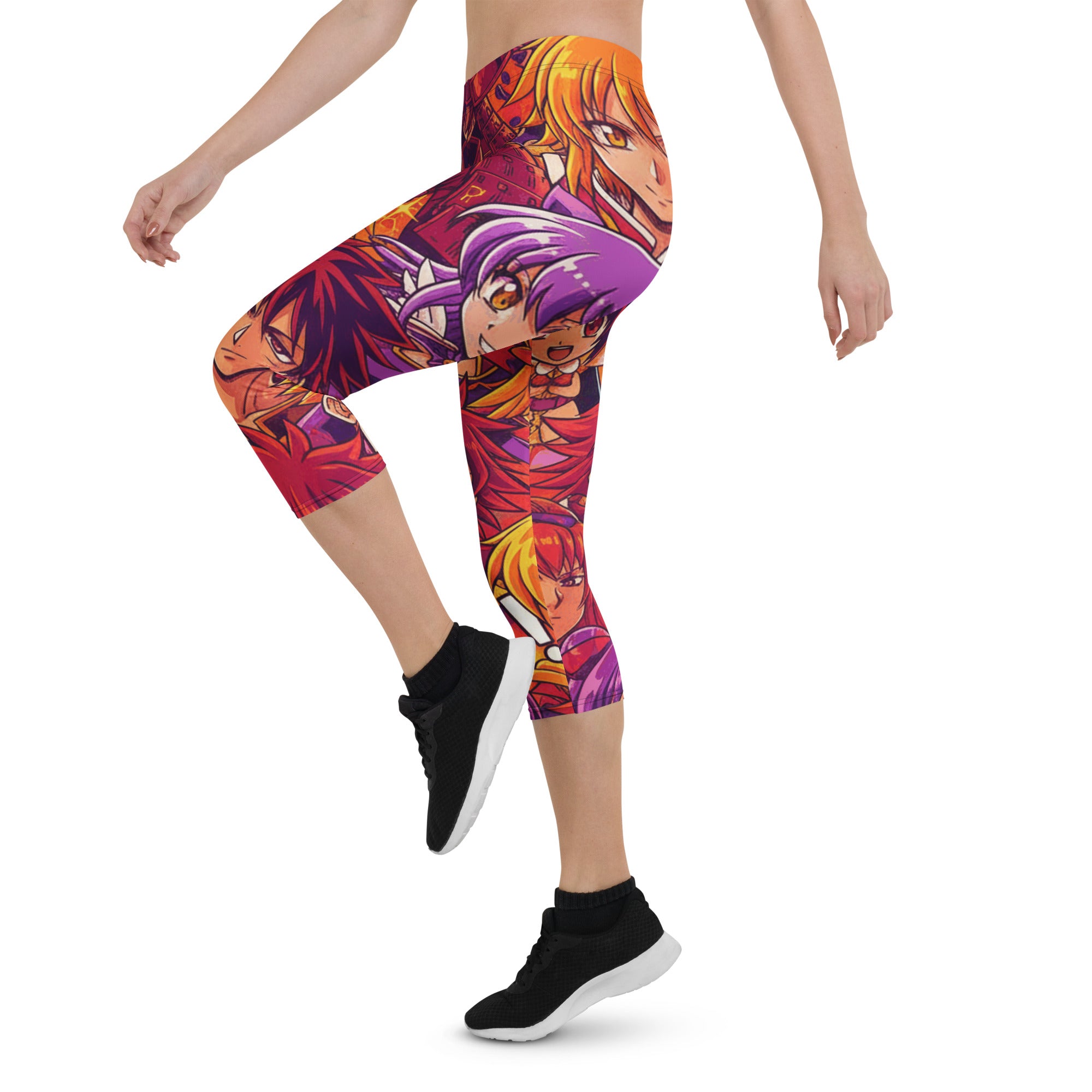 Anime Collage Sunset Samurai Capri Leggings | GearBunch