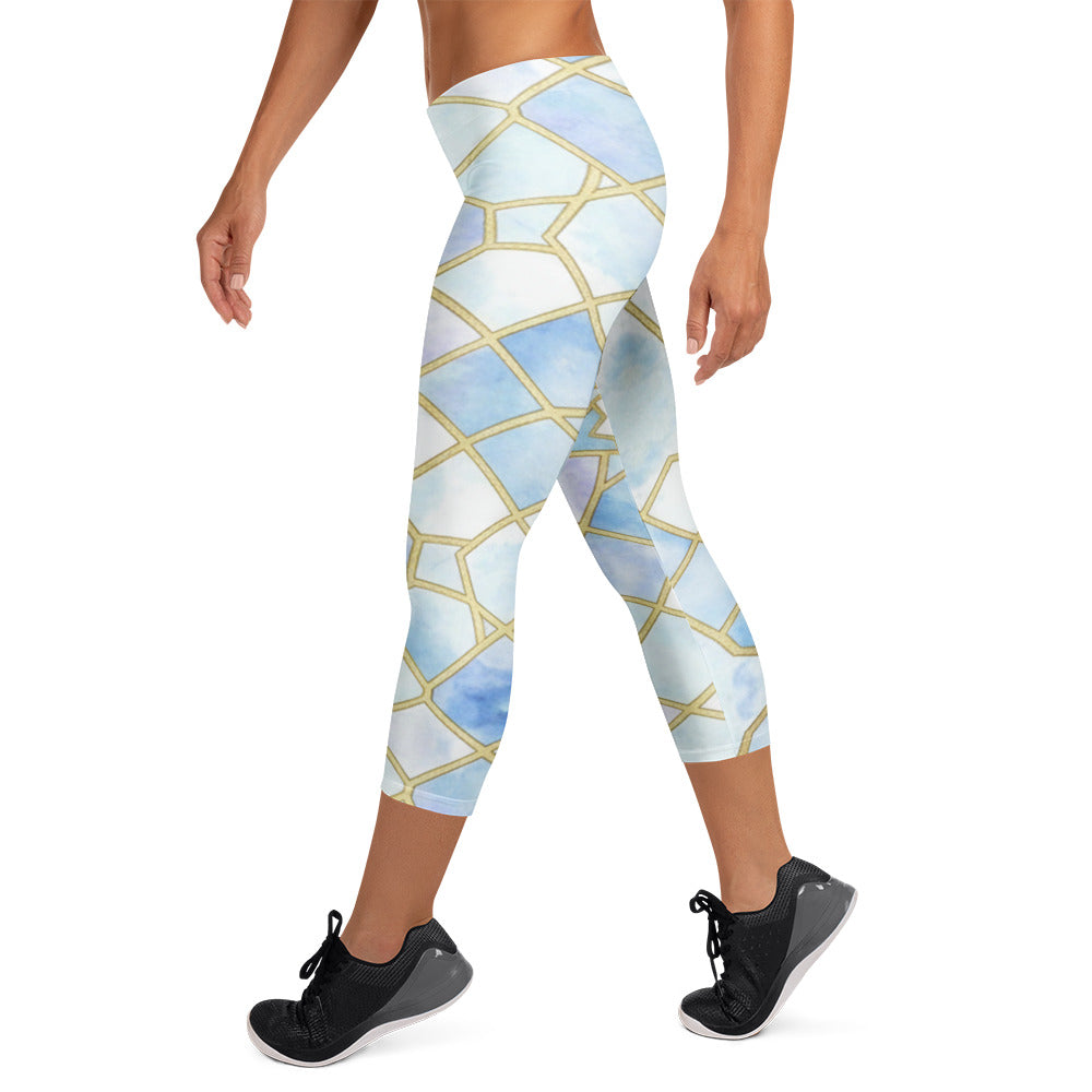 Arabic Ice Crystal Capri Leggings | GearBunch