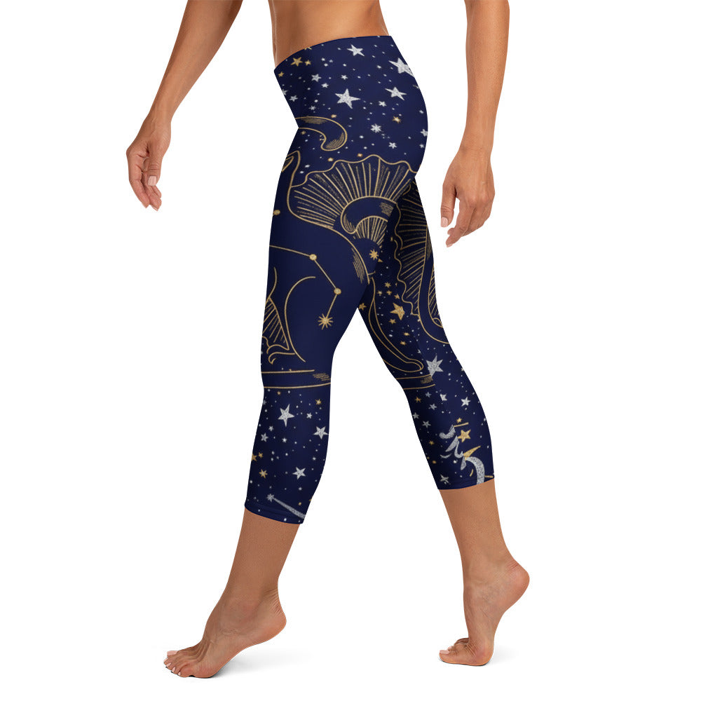 Black Cat Constellation Capri Leggings | GearBunch