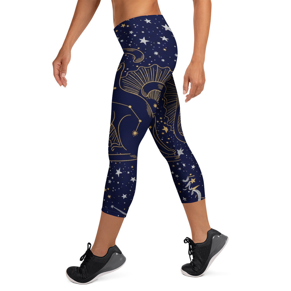 Black Cat Constellation Capri Leggings | GearBunch