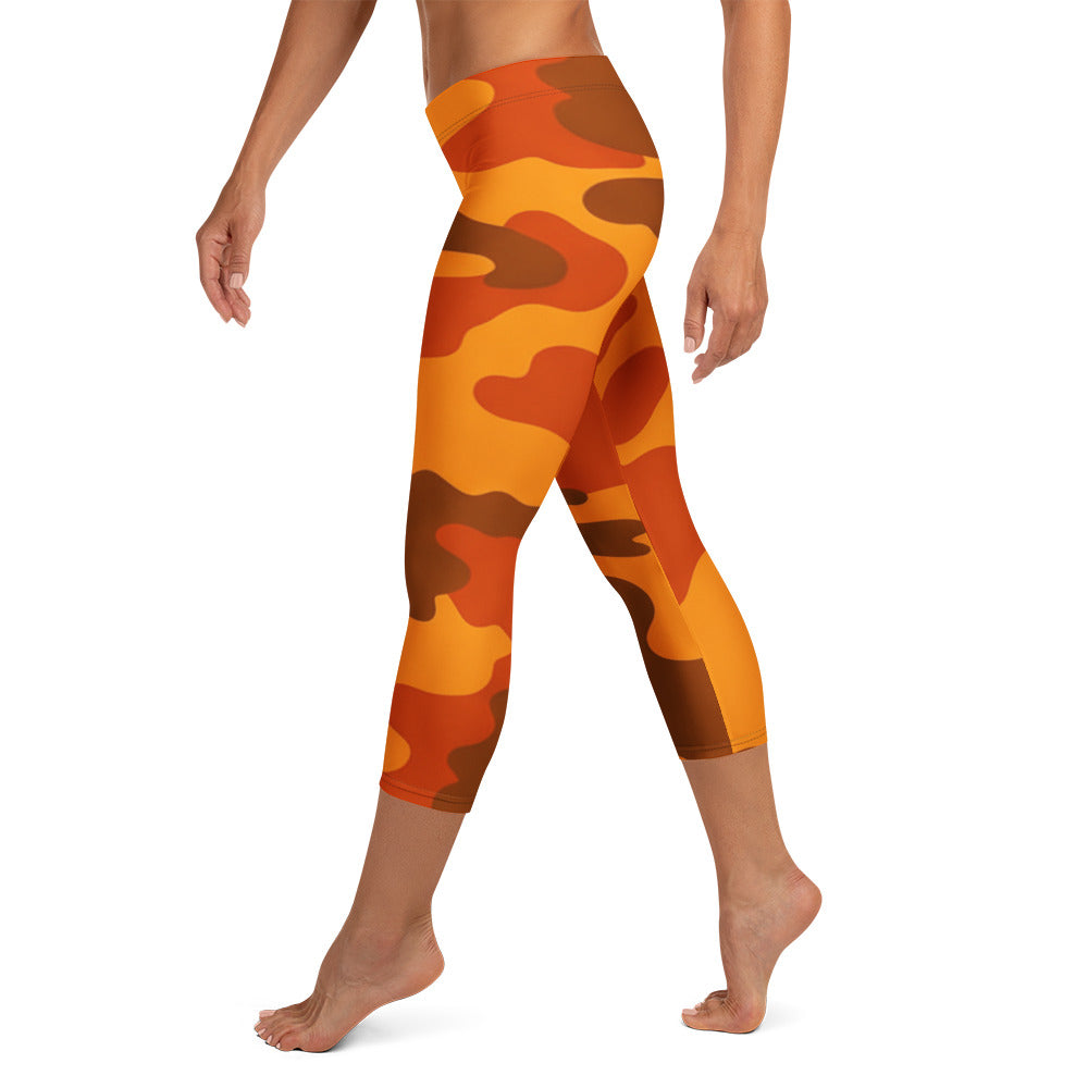 Burnt Orange Camo Capri Leggings | GearBunch