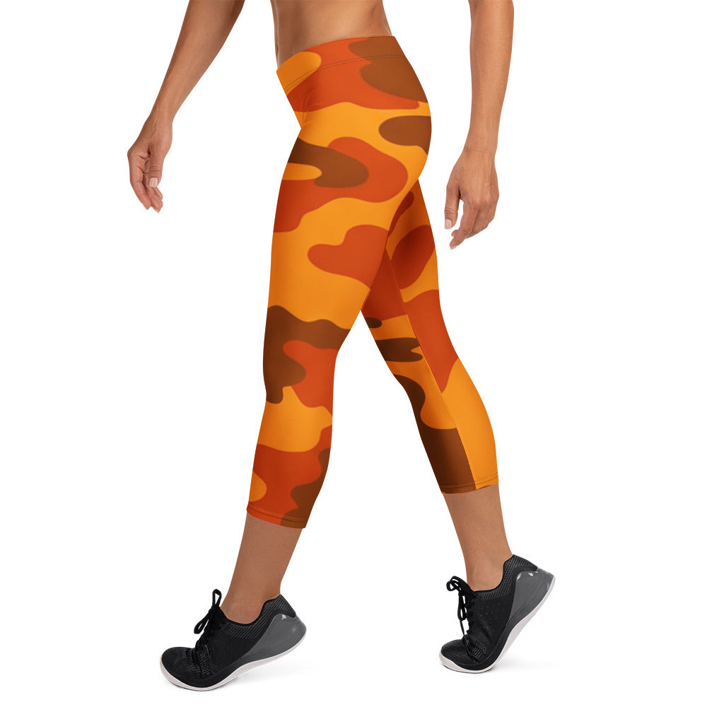 Burnt Orange Camo Capri Leggings | GearBunch