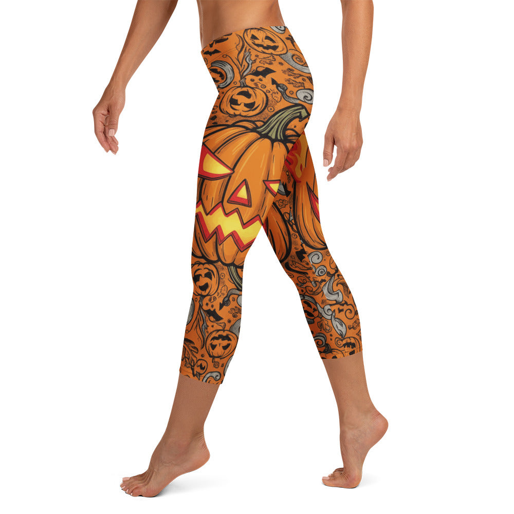 Jack-o-Lantern Glow Capri Leggings | GearBunch