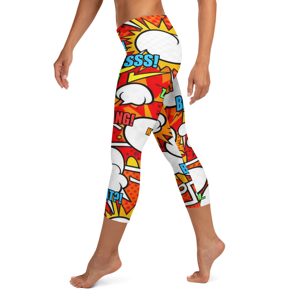Comic Pop Fire Engine Capri Leggings | GearBunch