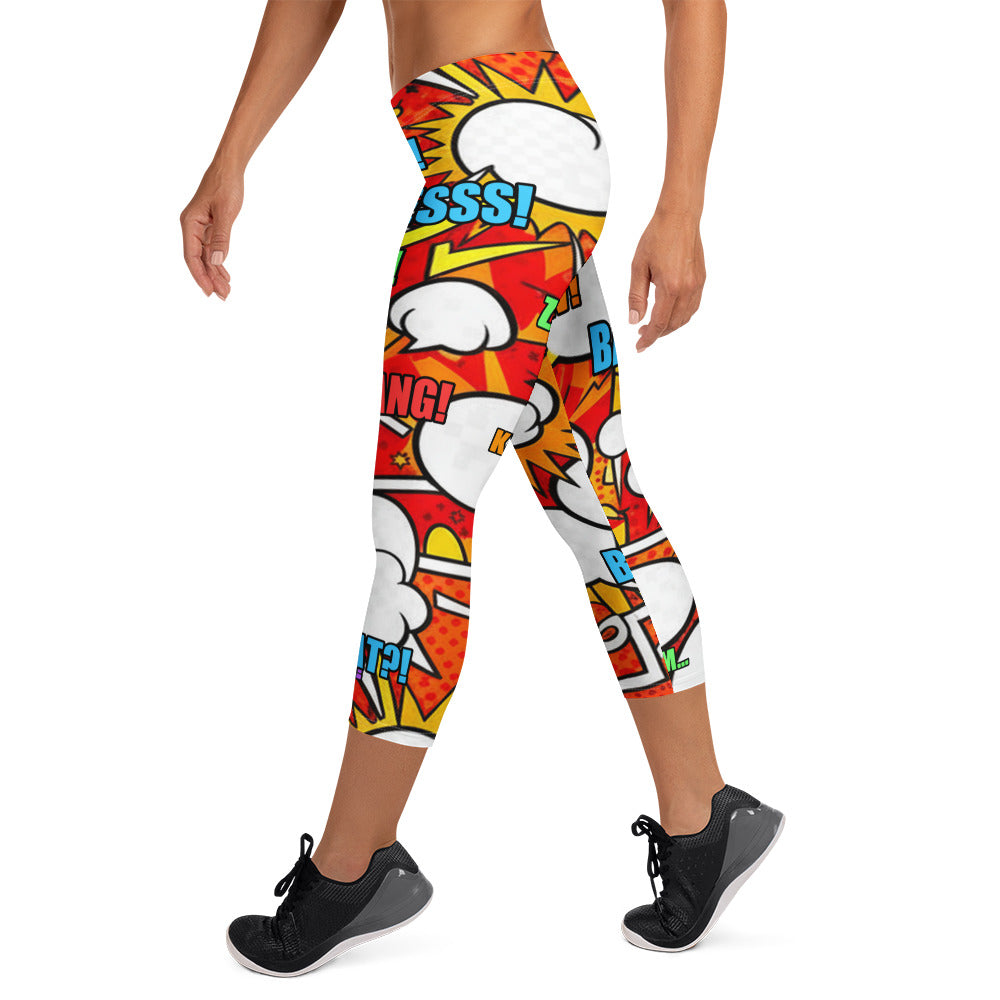 Comic Pop Fire Engine Capri Leggings | GearBunch