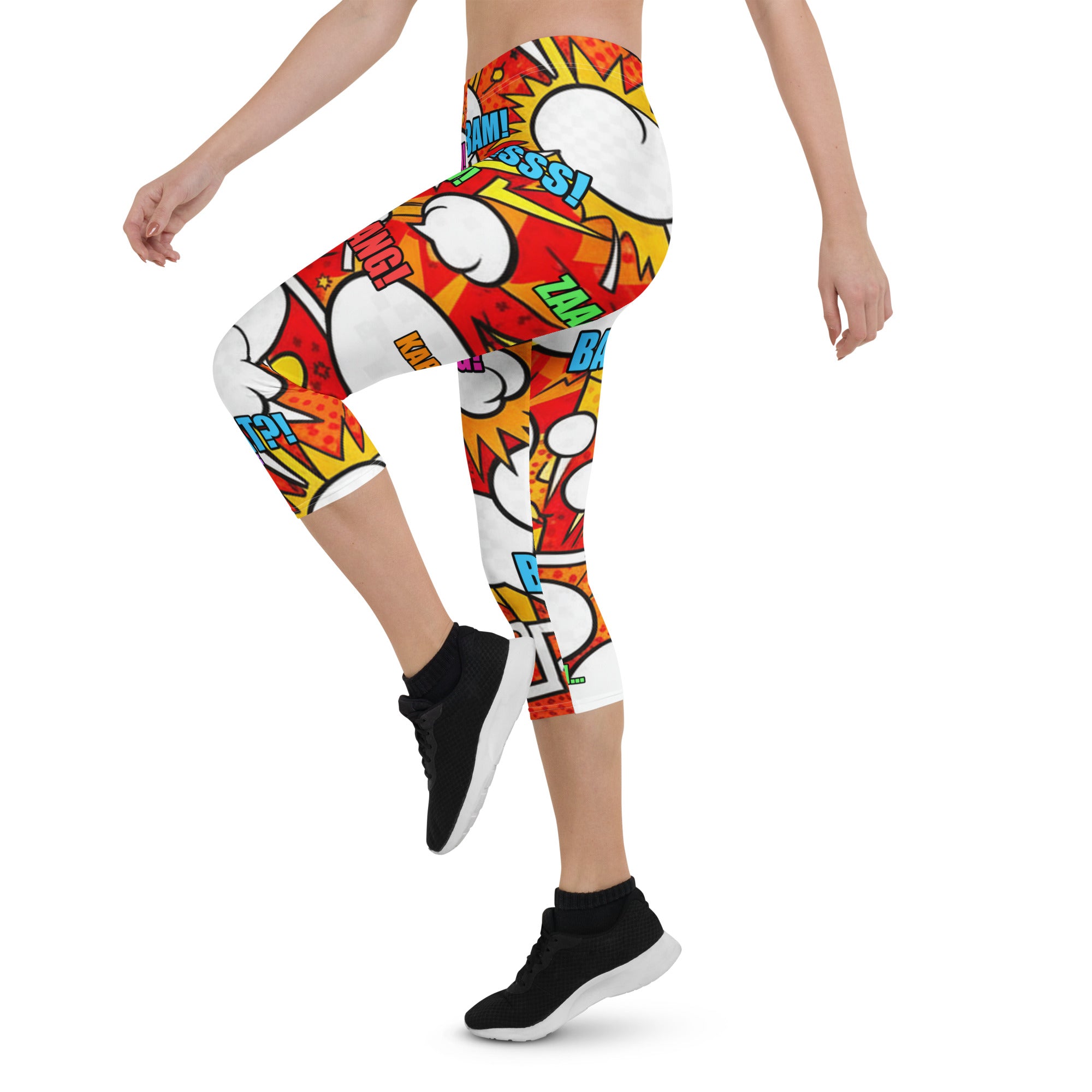 Comic Pop Fire Engine Capri Leggings | GearBunch