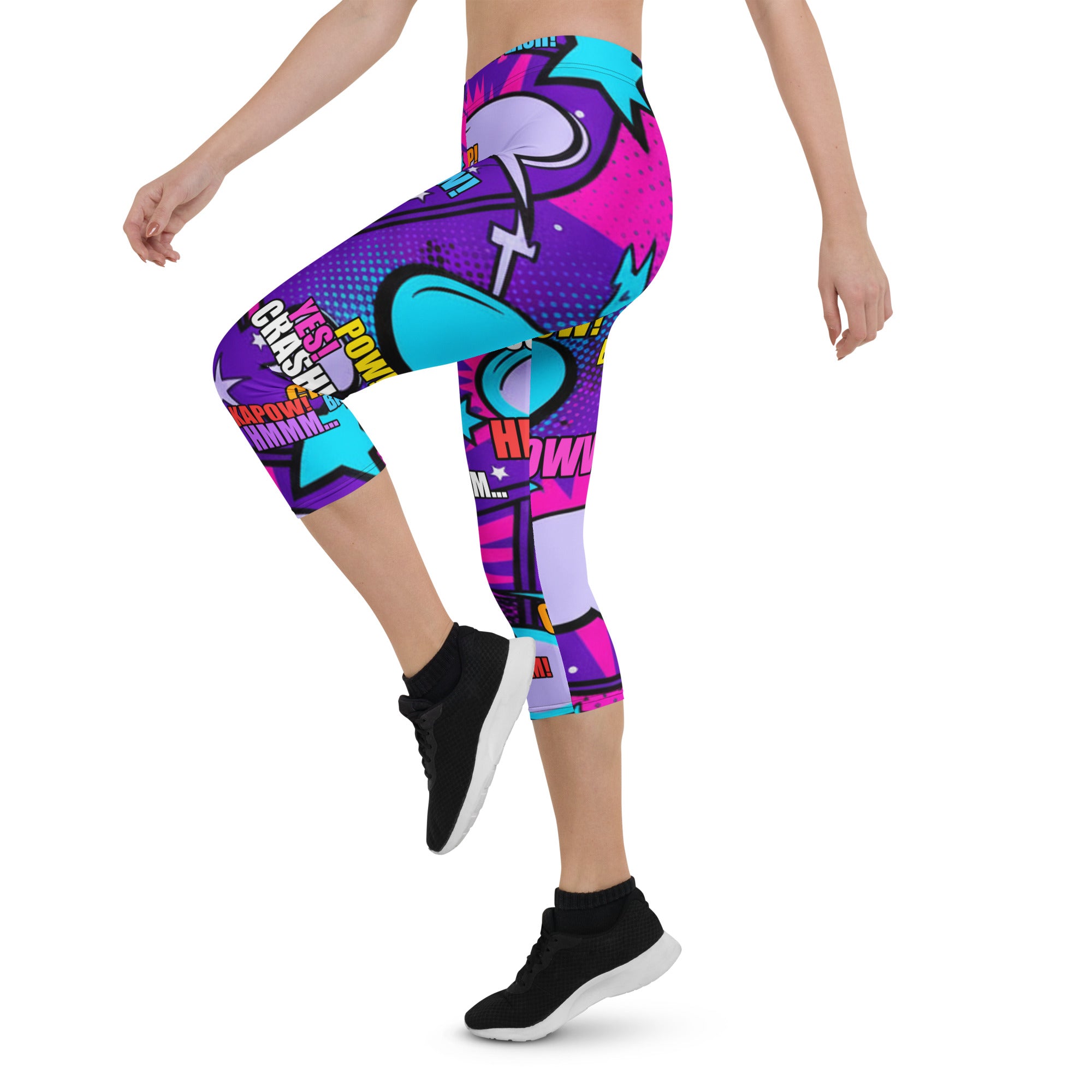 Comic Pop Galaxy Purple Capri Leggings | GearBunch