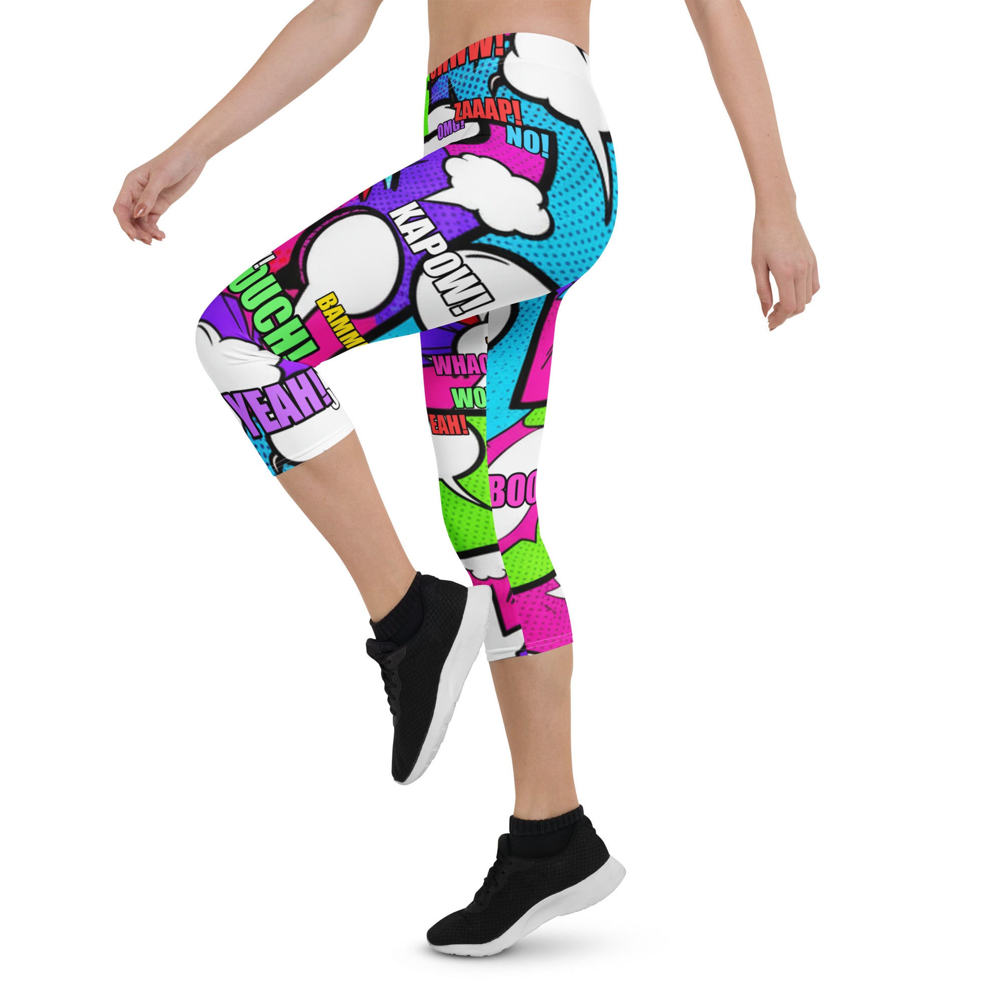 Comic Pop Neon Pink Capri Leggings | GearBunch