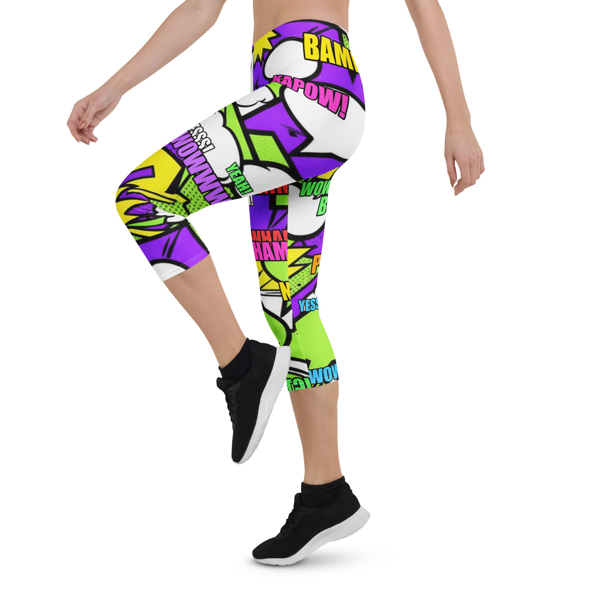 Comic Pop Toxic Green Capri Leggings | GearBunch
