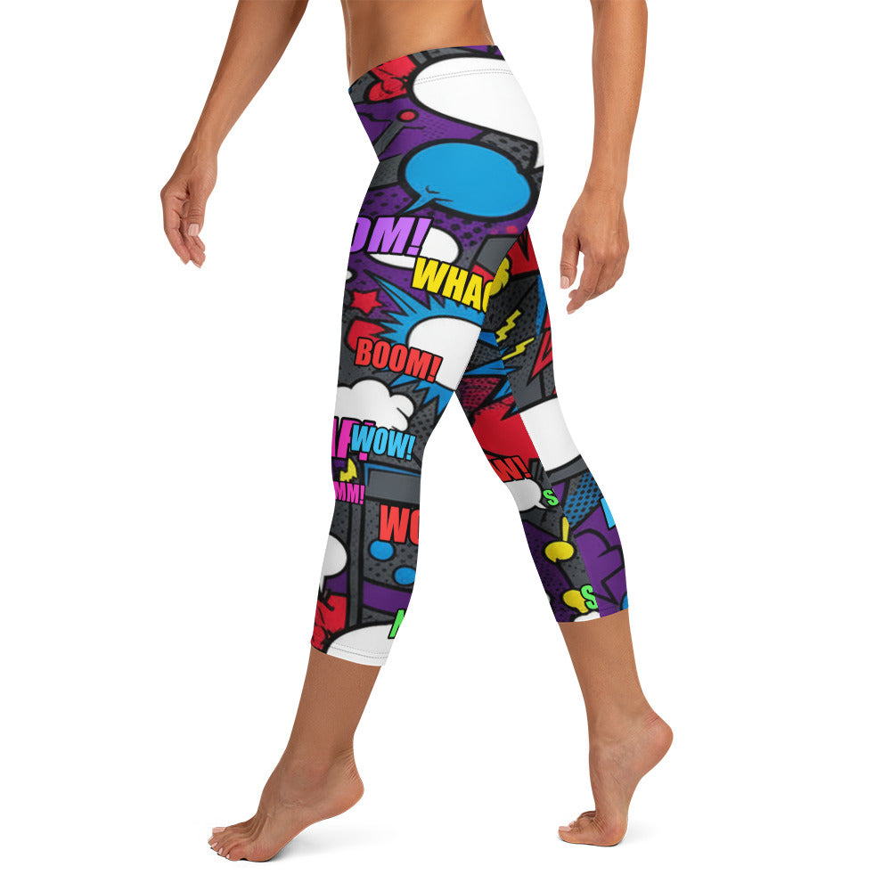 Comic Strip Dark Knight Capri Leggings | GearBunch