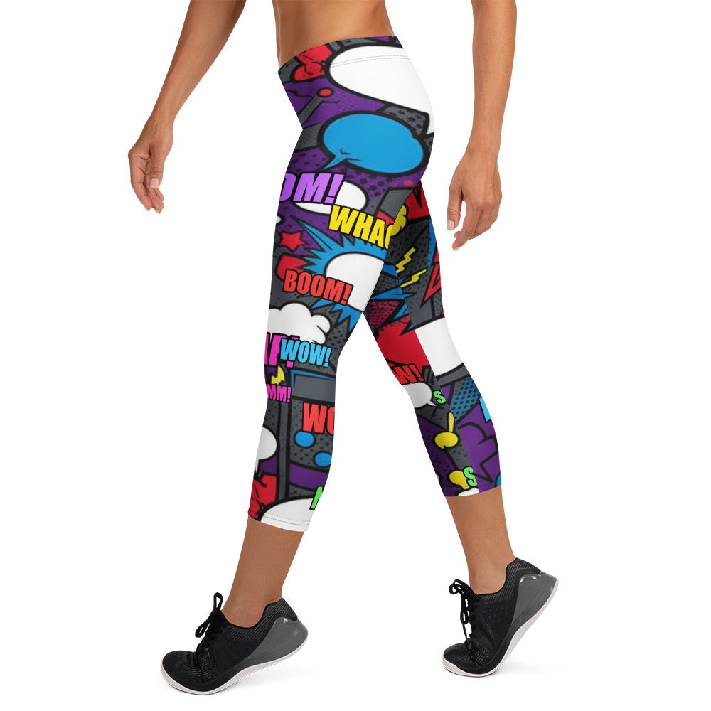 Comic Strip Dark Knight Capri Leggings | GearBunch