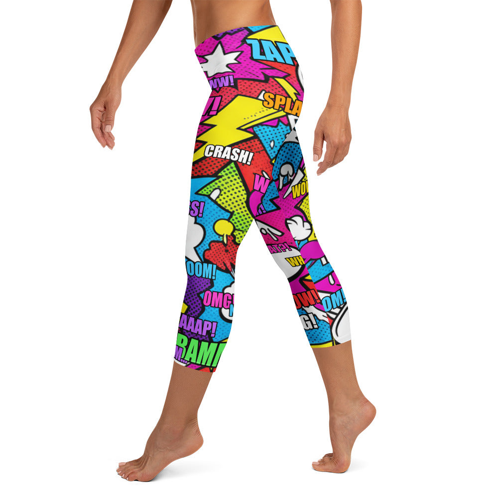 Comic Strip Graffiti Street Capri Leggings | GearBunch