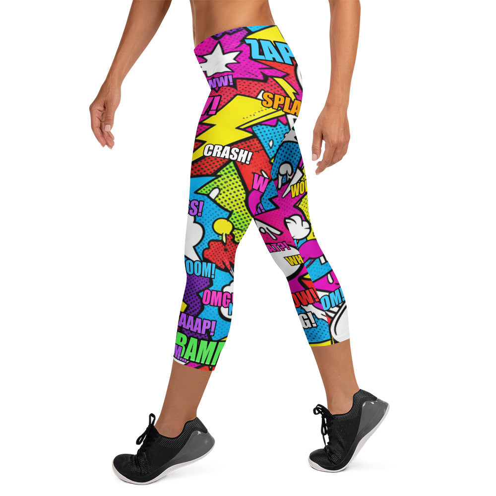 Comic Strip Graffiti Street Capri Leggings | GearBunch