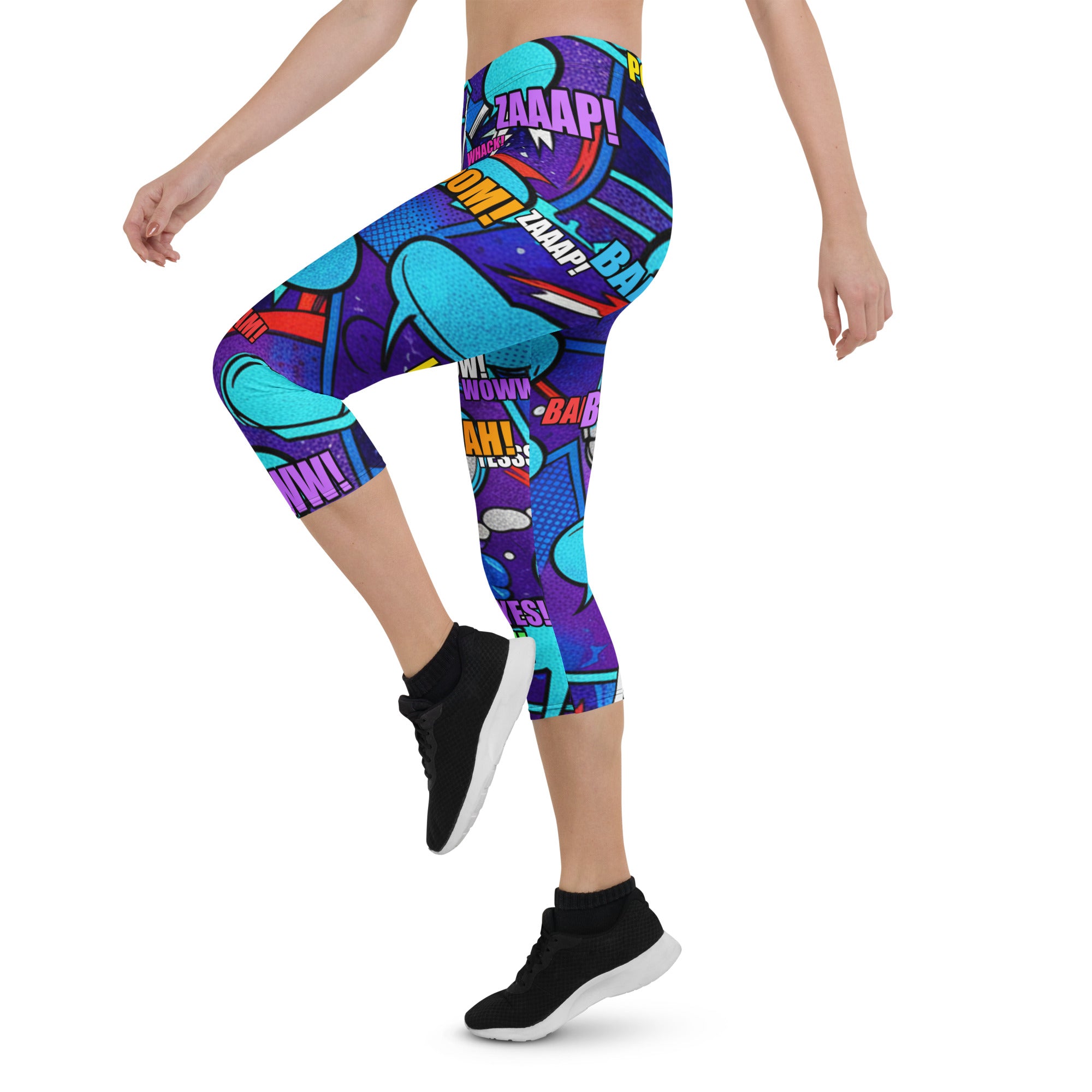 Comic Strip Space Battle Capri Leggings | GearBunch