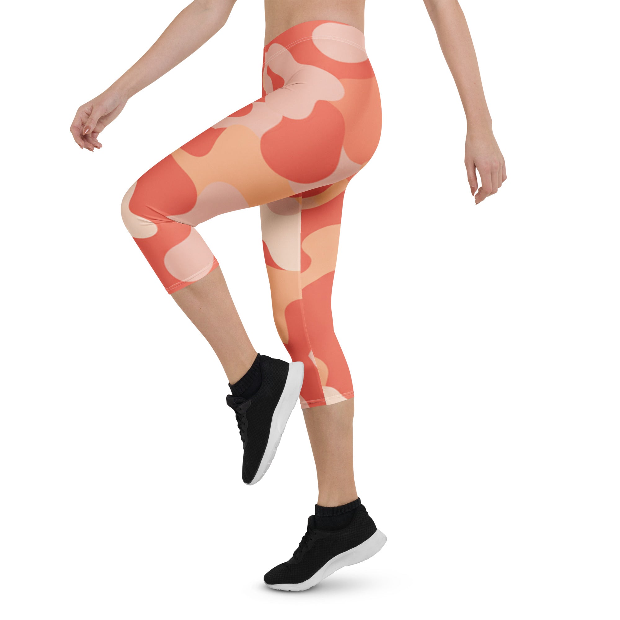 Coral Sunset Camo Capri Leggings | GearBunch