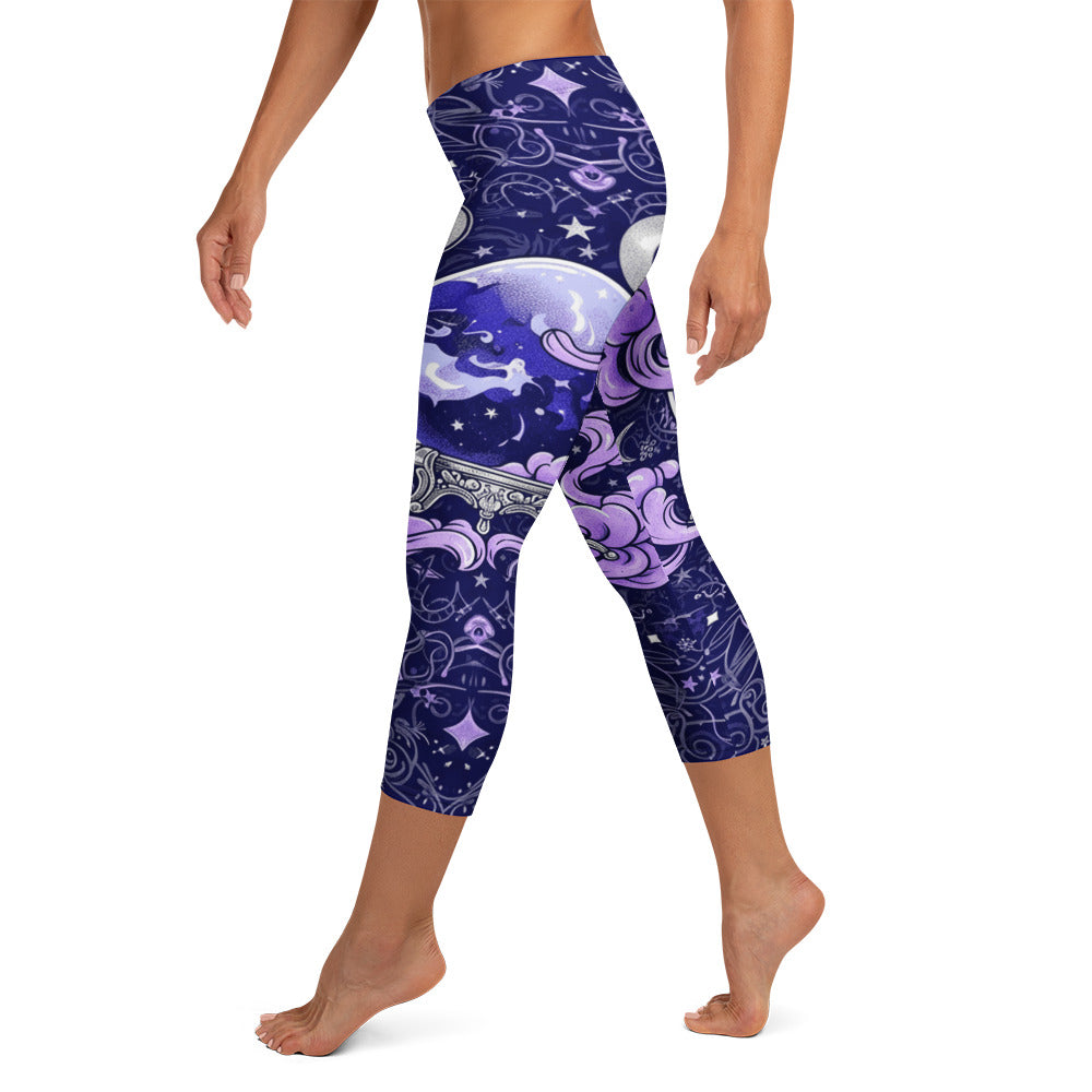 Crystal Ball Smoke Magic Capri Leggings | GearBunch