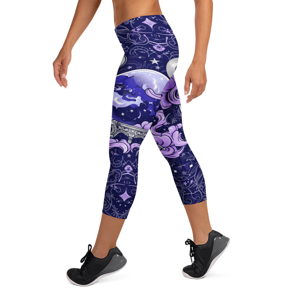 Crystal Ball Smoke Magic Capri Leggings | GearBunch