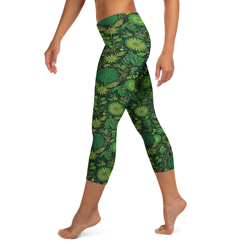 Emerald Jungle Capri Leggings | GearBunch