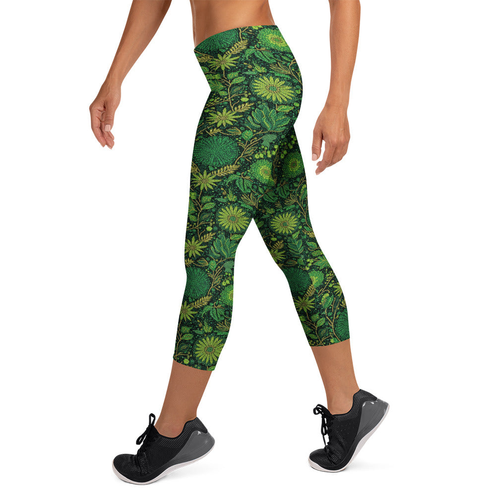 Emerald Jungle Capri Leggings | GearBunch