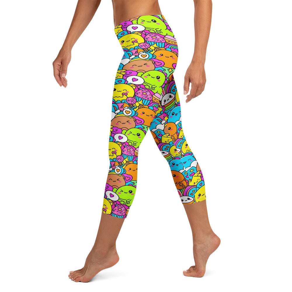 Kawaii Dinosaur Stomp Capri Leggings | GearBunch