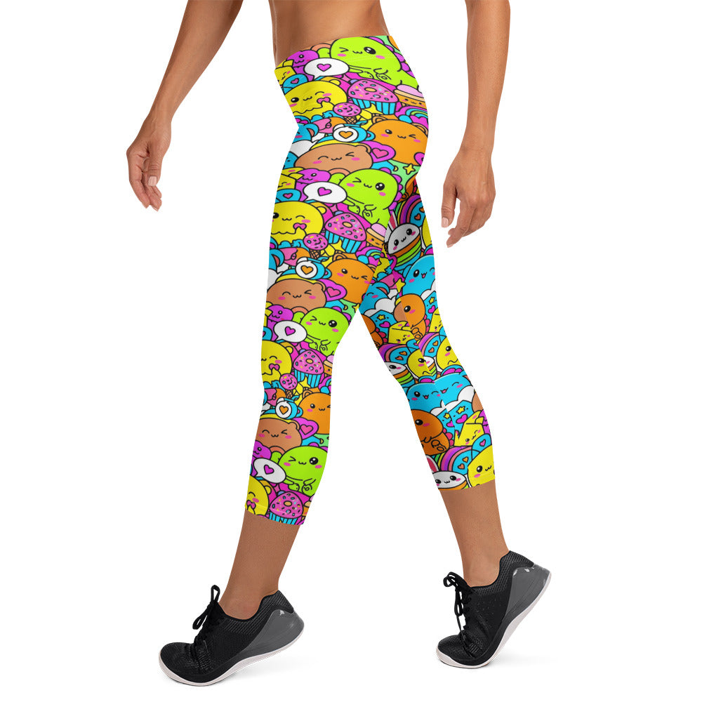 Kawaii Dinosaur Stomp Capri Leggings | GearBunch