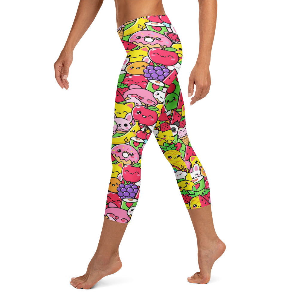 Kawaii Fruit Salad Capri Leggings | GearBunch