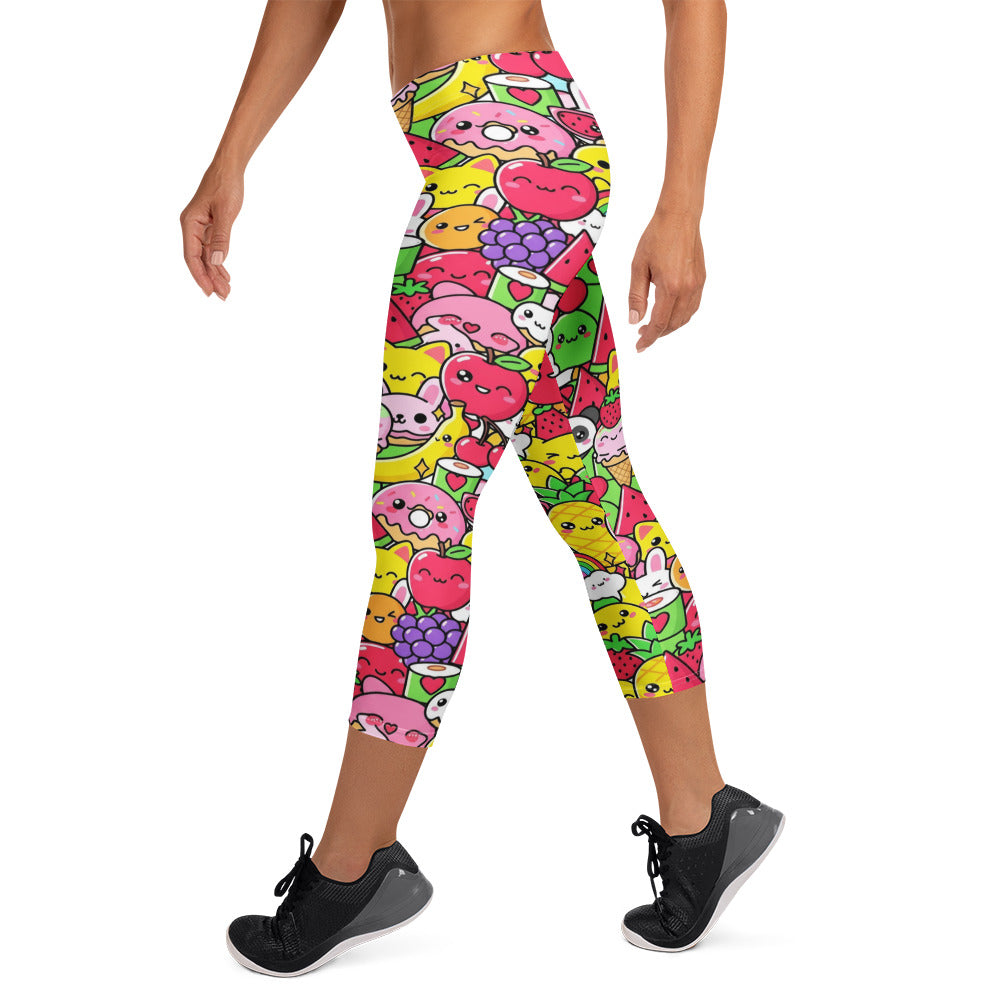 Kawaii Fruit Salad Capri Leggings | GearBunch