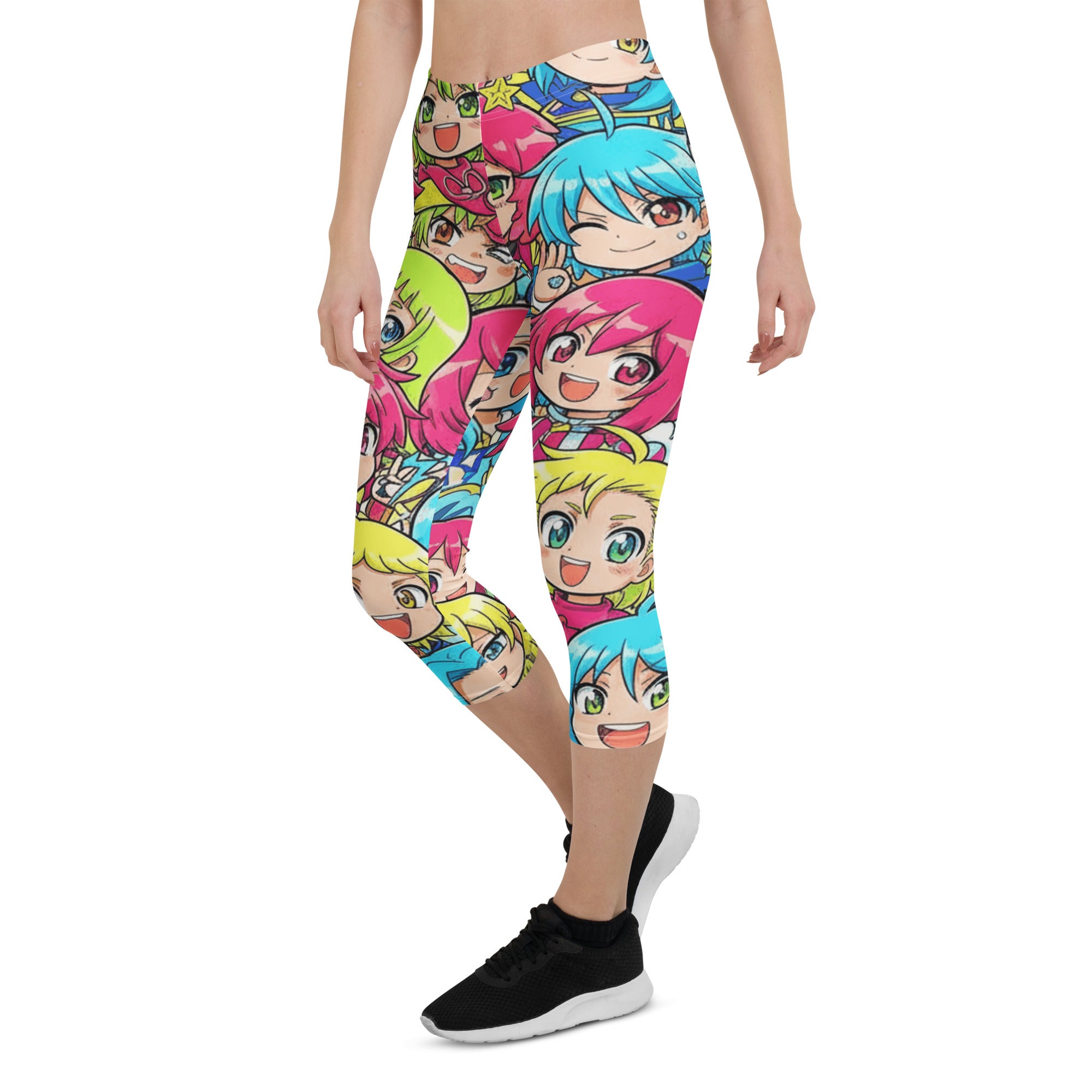 Anime Collage Chibi Party Capri Leggings | GearBunch